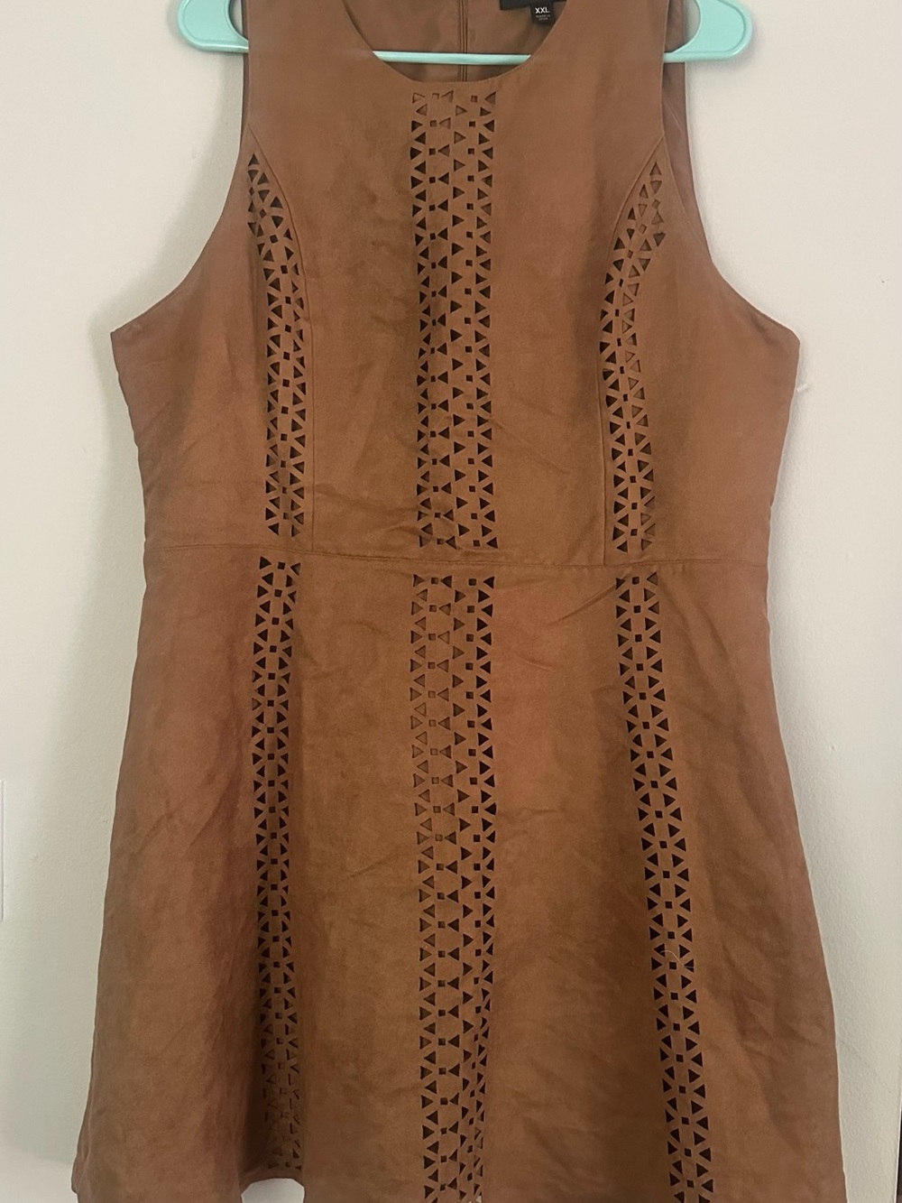 Mossimo Supply Co. Brown Faux Suede Mini Dress with Laser Cut Detail